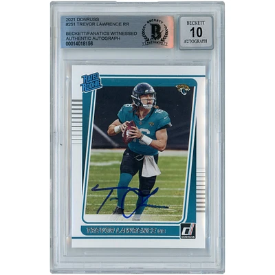 Trevor Lawrence Jacksonville Jaguars Autographed 2021 Donruss Rated Rookies #251 Beckett Fanatics Witnessed Authenticated 10 Rookie Card