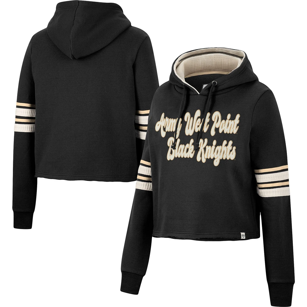 Women's Colosseum Black Army Black Knights Retro Cropped Pullover Hoodie