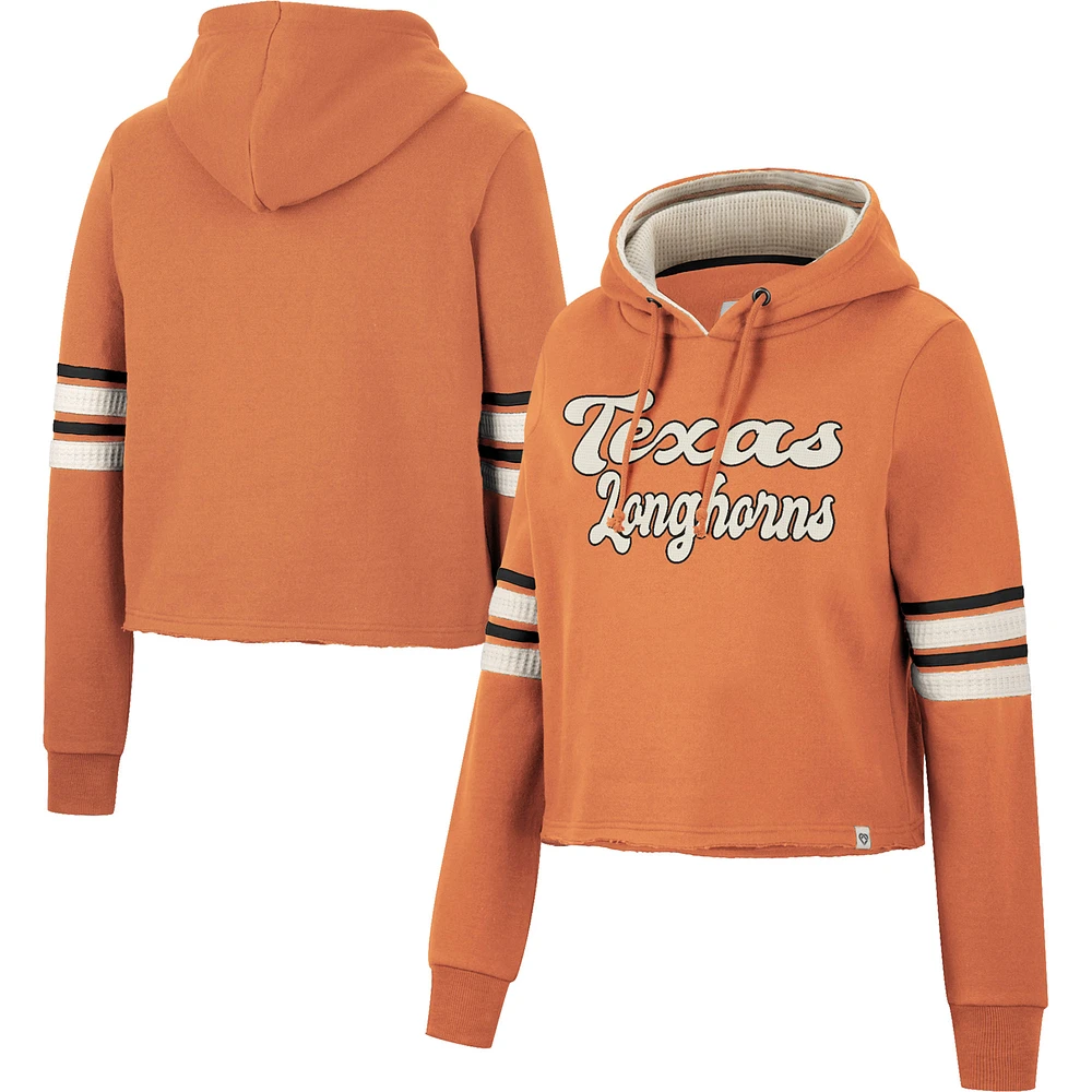 Women's Colosseum Texas Orange Texas Longhorns Retro Cropped Pullover Hoodie