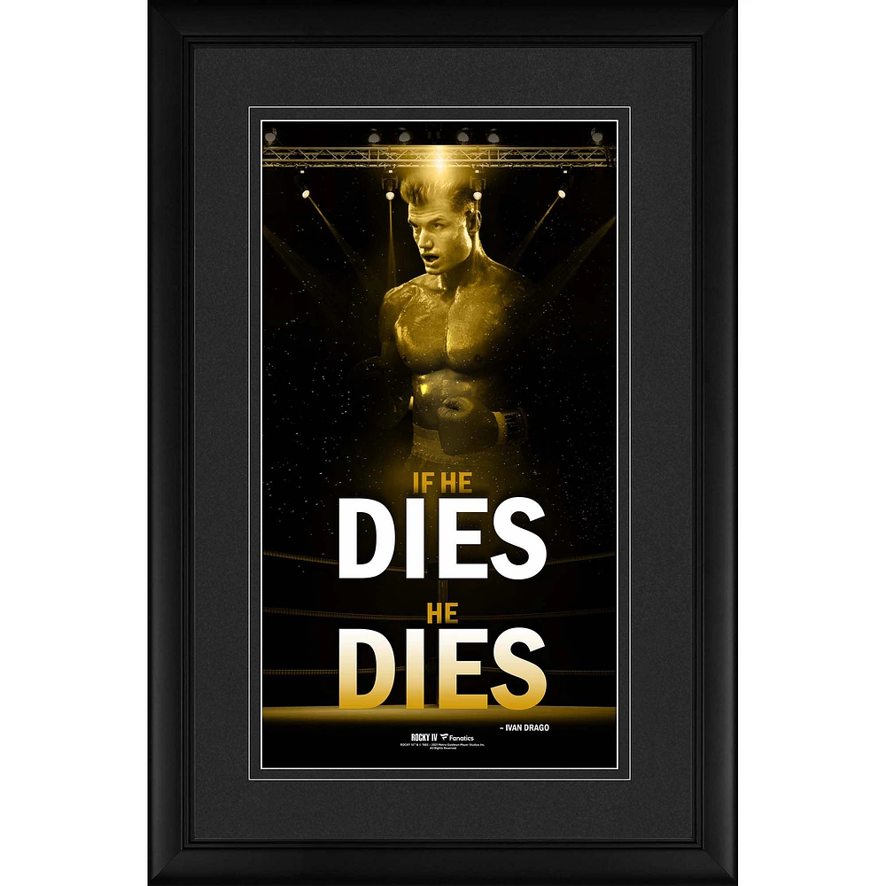 Ivan Drago Rocky IV Framed 10'' x 18'' ''If He Dies..He Dies'' Movie Quote Pano