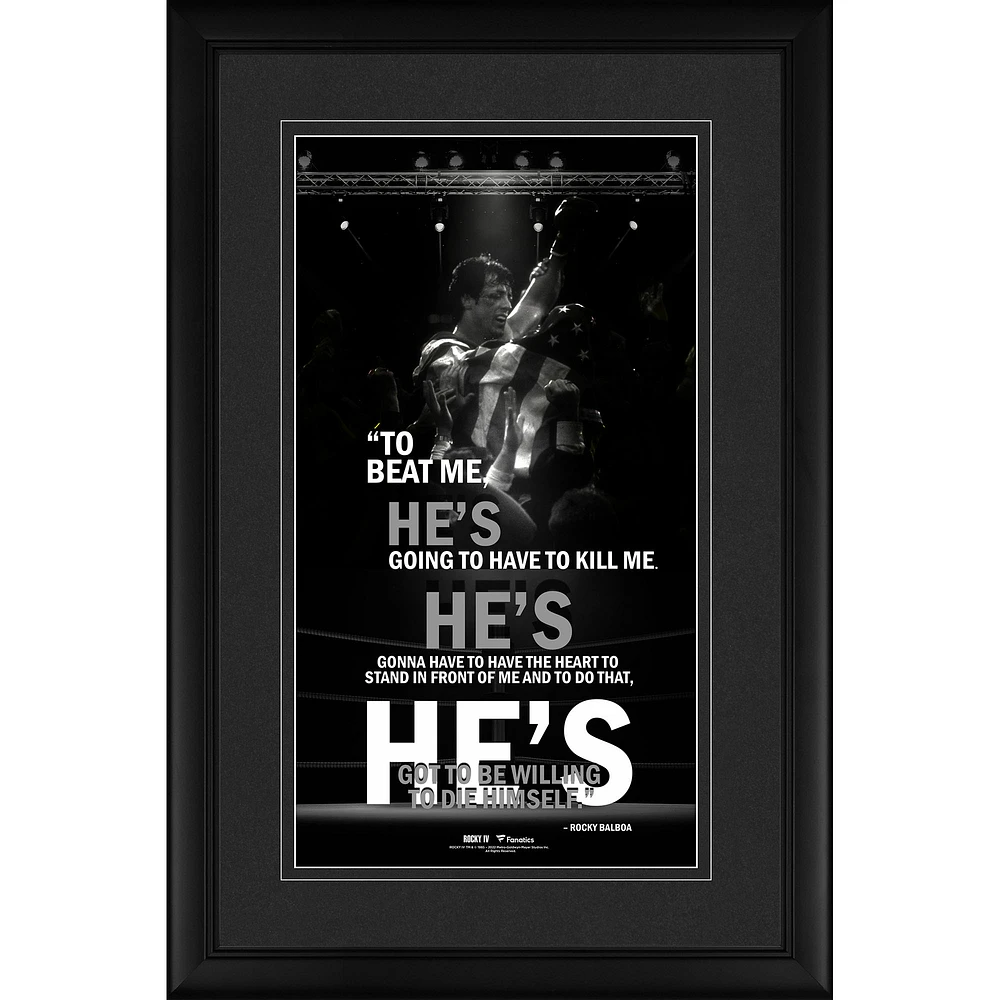 Rocky Balboa Rocky IV Framed 10'' x 18'' ''To Beat Me He's Going to Have to Kill Me'' Movie Quote Pano