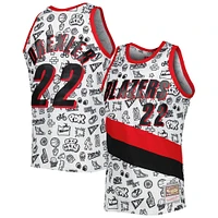Men's Mitchell & Ness Clyde Drexler White Portland Trail Blazers 1991-92 Hardwood Classics Doodle Swingman Jersey