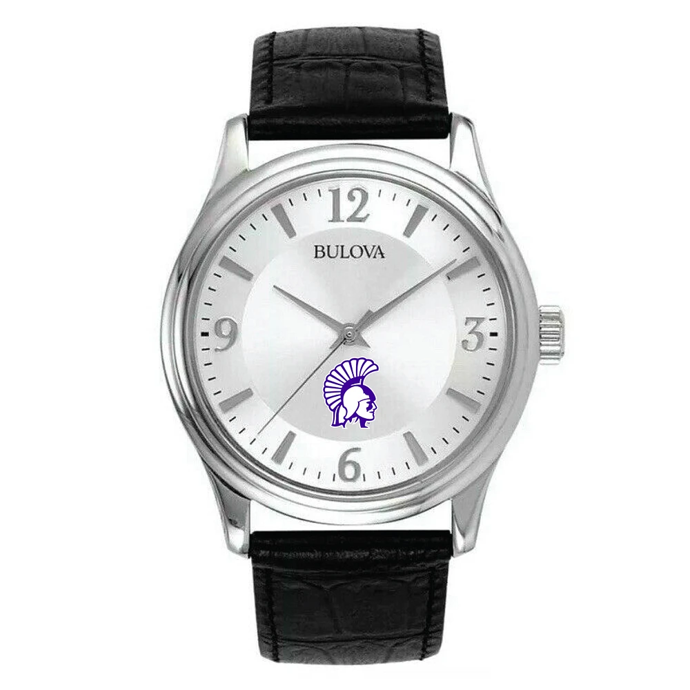 Bulova Silver Winona State Warriors Leather Watch