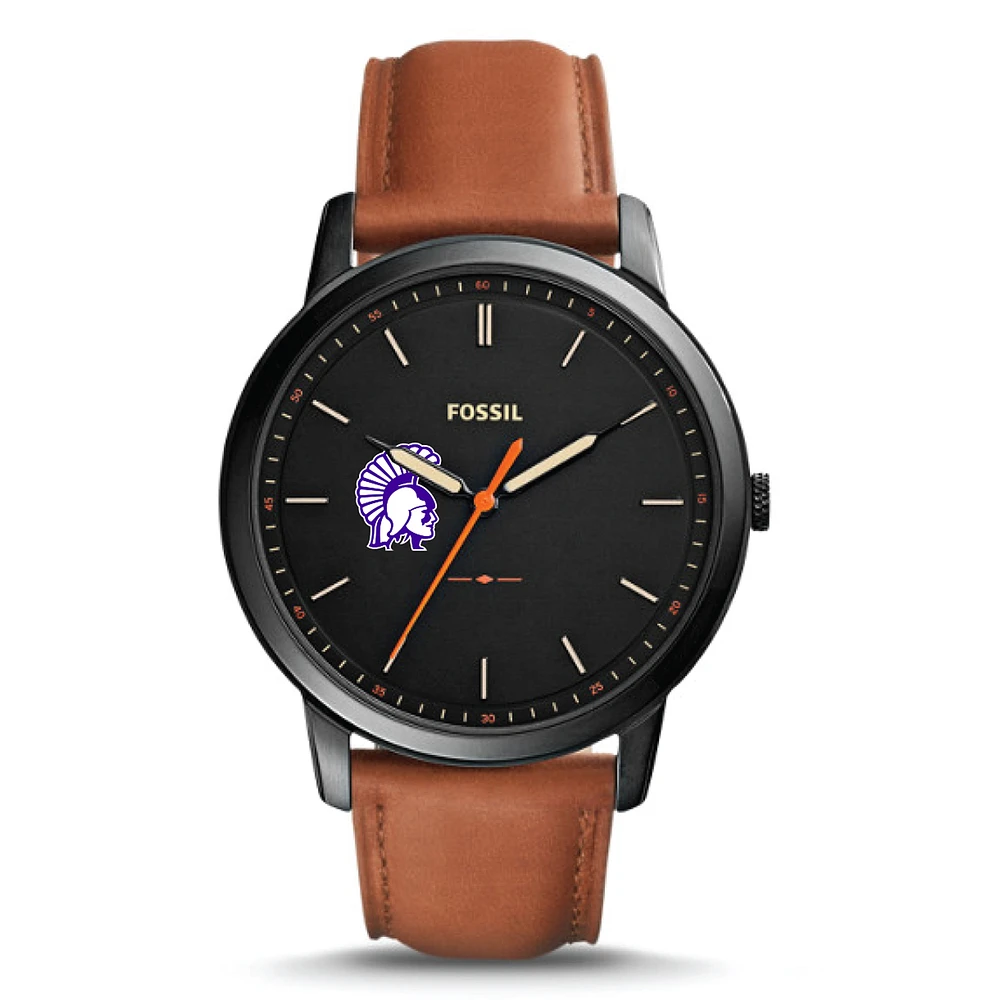 Fossil Black Winona State Warriors The Minimalist Slim Light Brown Leather Watch