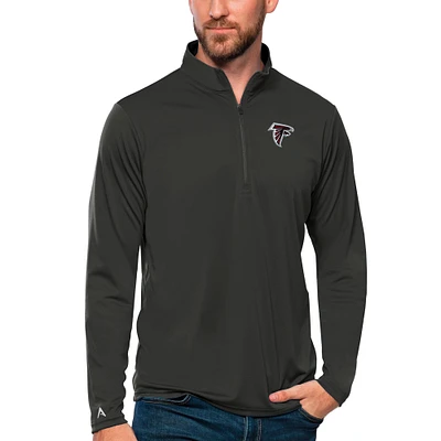 Men's Antigua Charcoal Atlanta Falcons Tribute Quarter-Zip Lightweight Pullover Top
