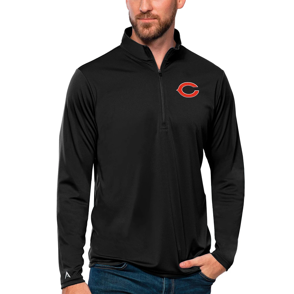Men's Antigua Black Chicago Bears Tribute Quarter-Zip Lightweight Pullover Top