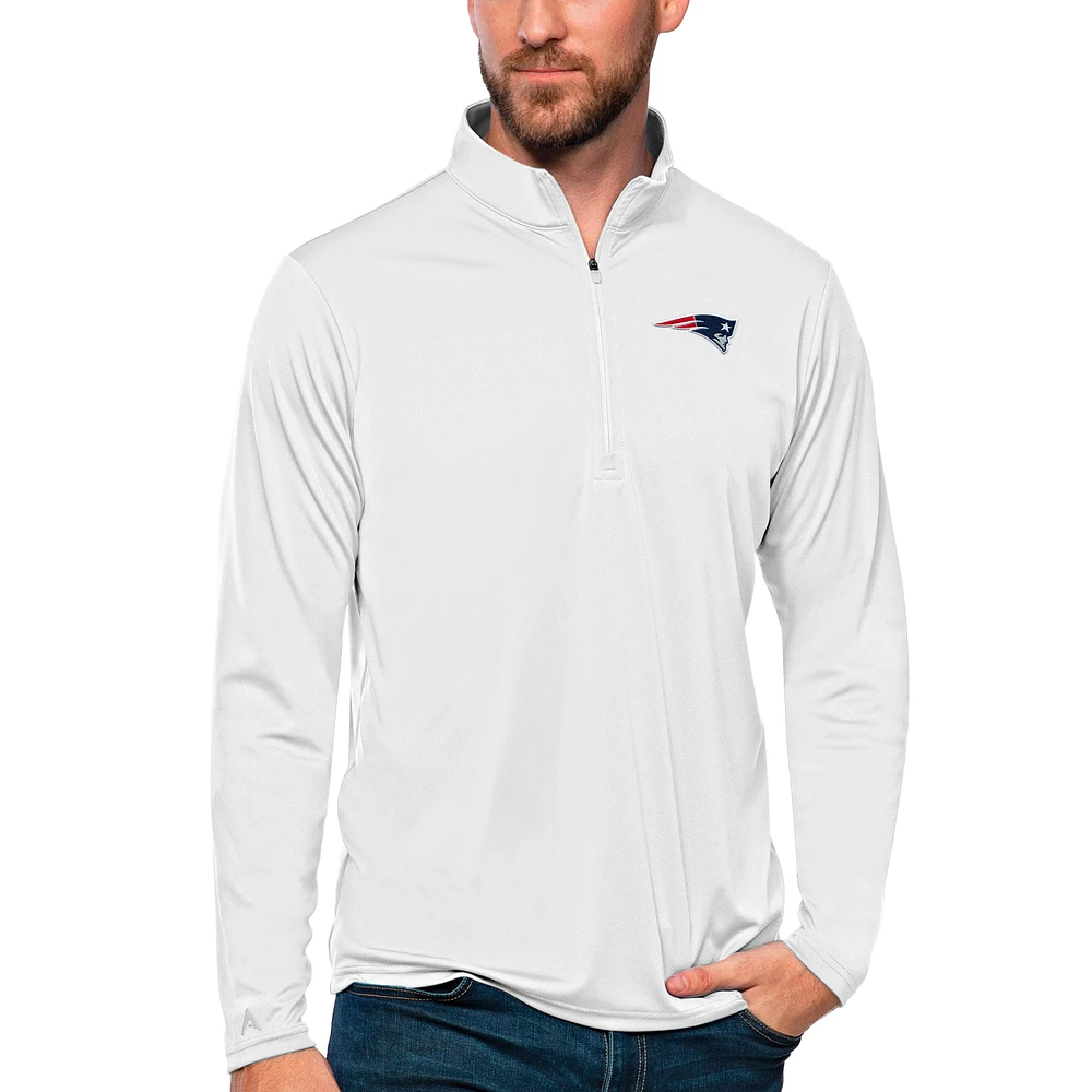 Men's Antigua New England Patriots Tribute Quarter-Zip Lightweight Pullover Top