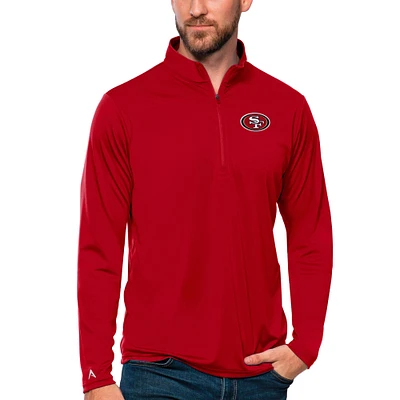 Men's Antigua Scarlet San Francisco 49ers Tribute Quarter-Zip Lightweight Pullover Top