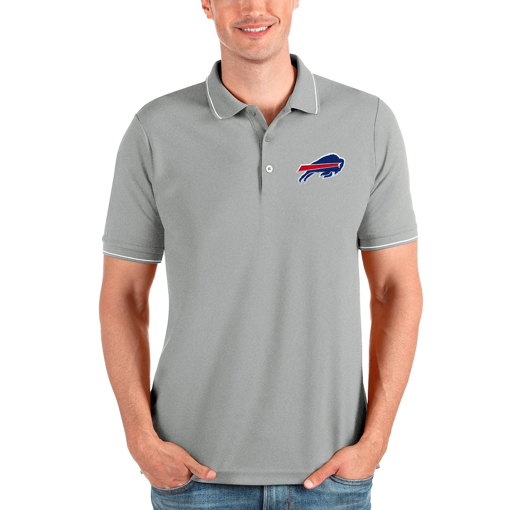 Men's Antigua Heathered Gray Buffalo Bills Affluent Polo