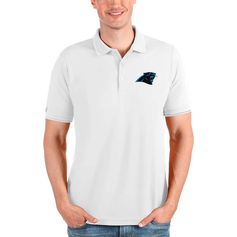 Men's Antigua White Carolina Panthers Affluent Polo