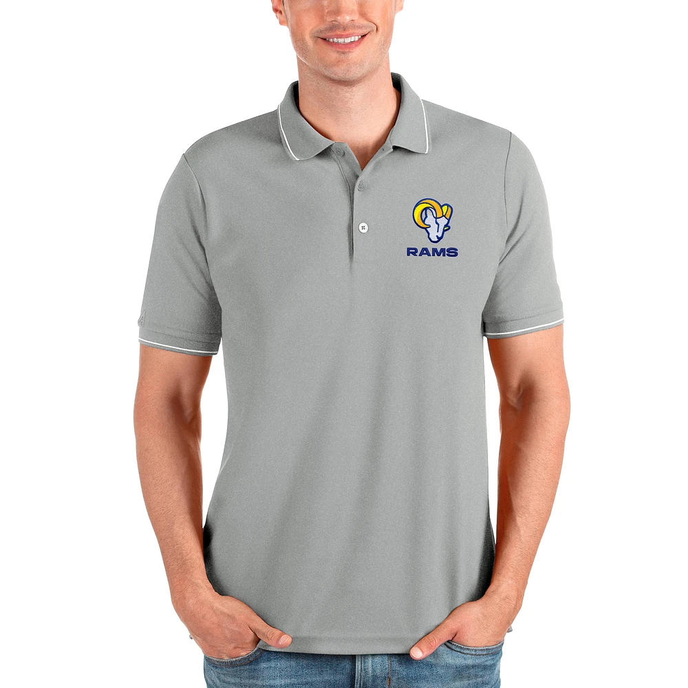Men's Antigua Heathered Gray Los Angeles Rams Affluent Polo