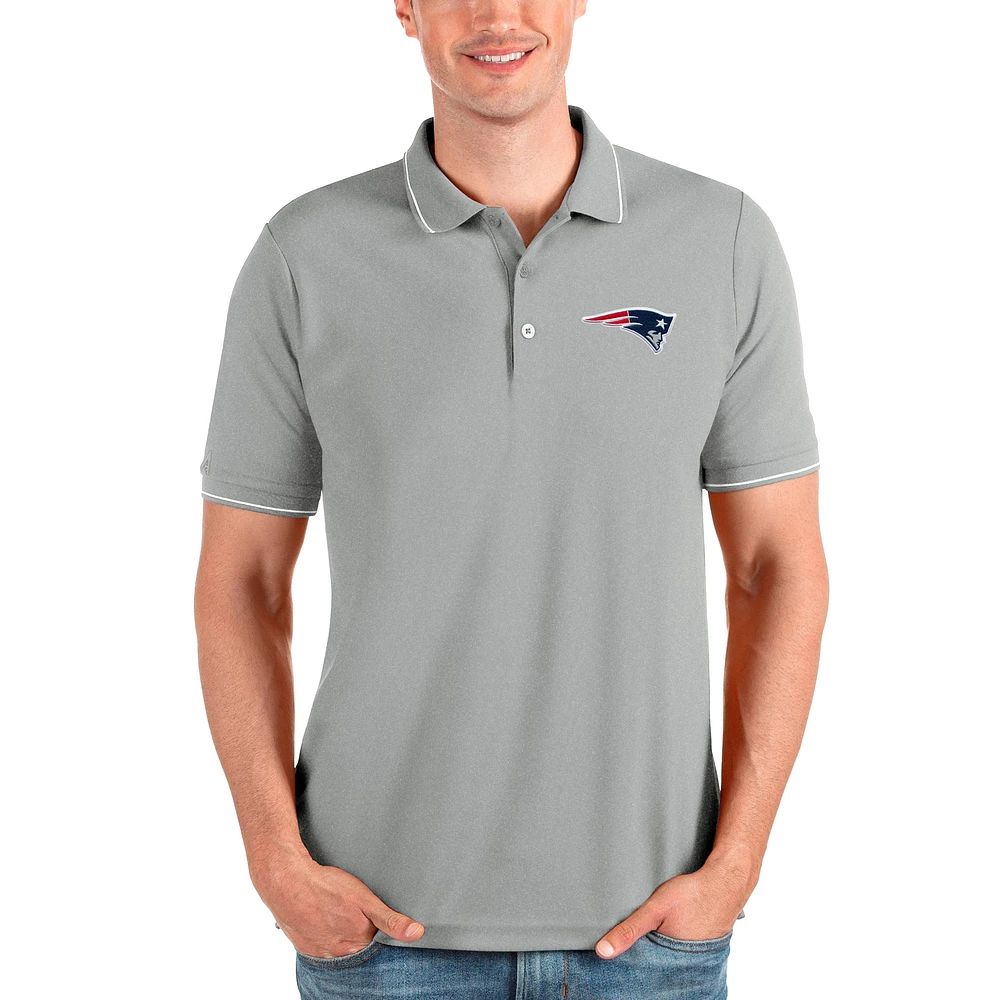 Men's Antigua Heathered Gray New England Patriots Affluent Polo