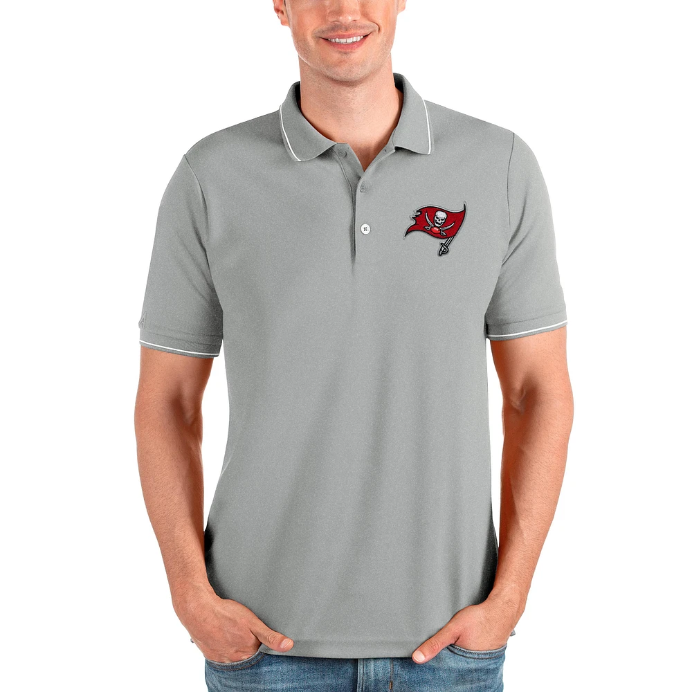 Men's Antigua Heathered Gray Tampa Bay Buccaneers Affluent Polo