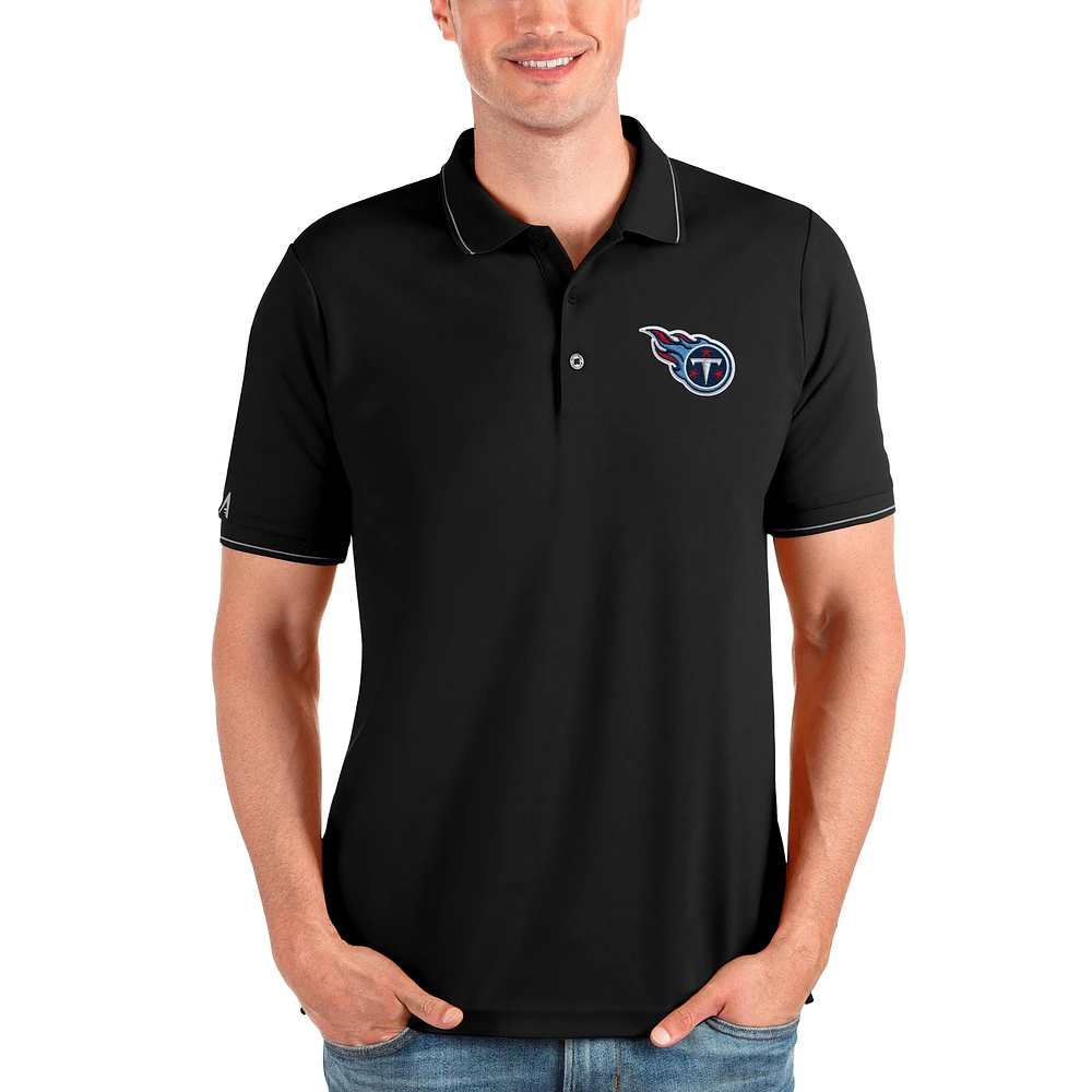 Men's Antigua Black Tennessee Titans Affluent Polo