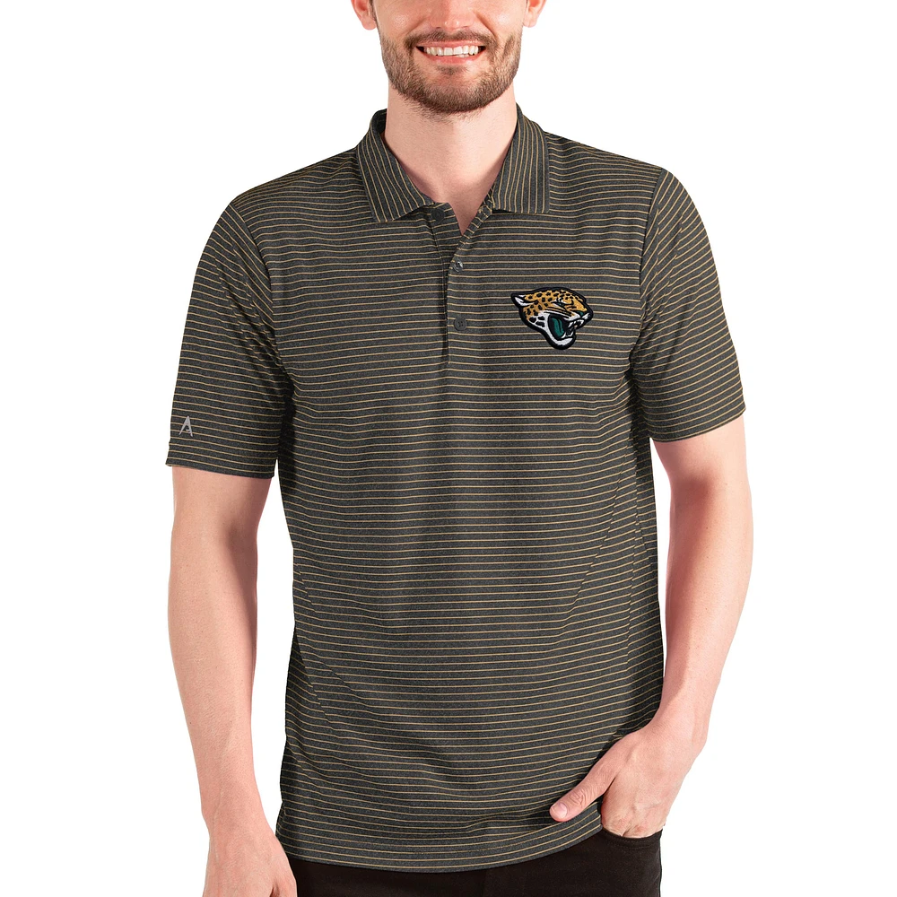 Men's Antigua Heathered Black/Gold Jacksonville Jaguars Esteem Polo