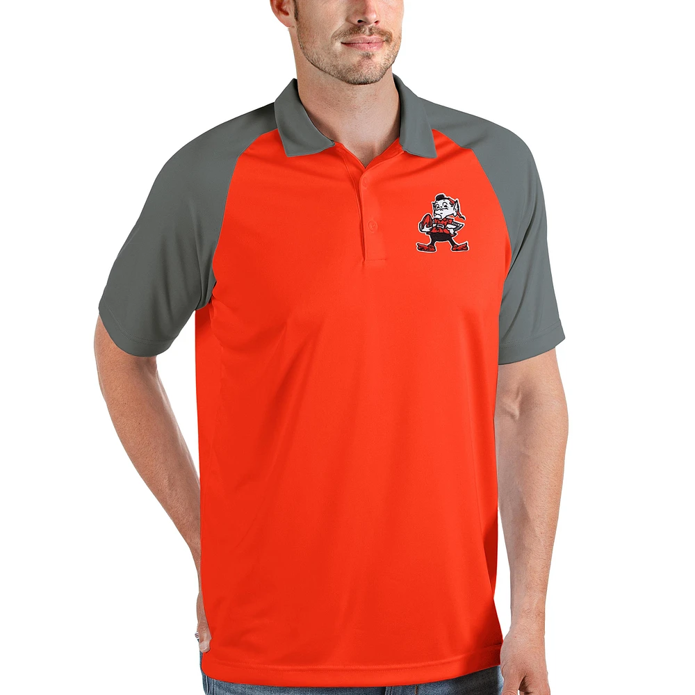 Men's Antigua Orange/Steel Cleveland Browns Nova Polo