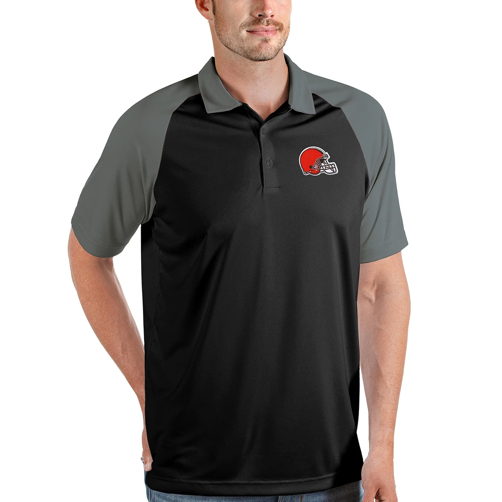 Men's Antigua Black/Steel Cleveland Browns Nova Polo