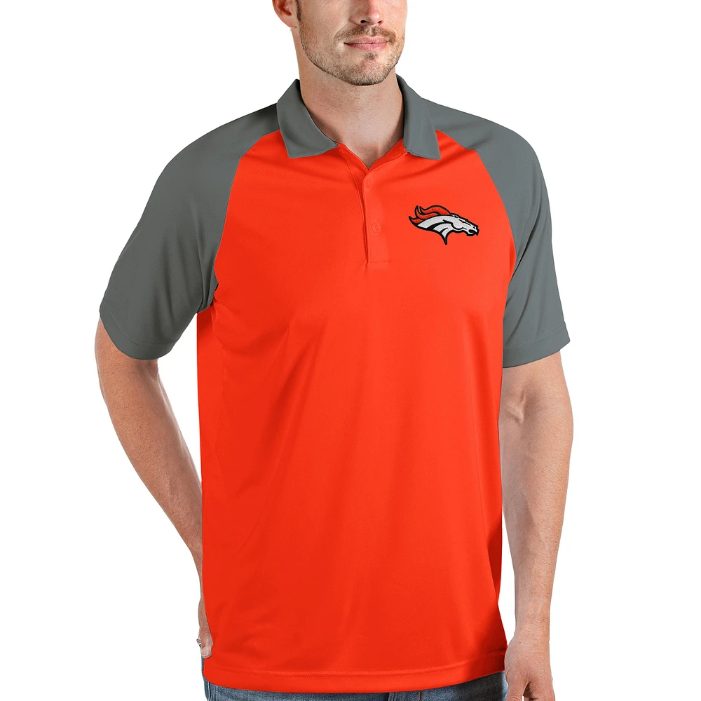 Men's Antigua Orange/Steel Denver Broncos Nova Polo