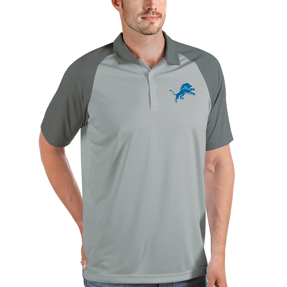 Men's Antigua Gray/Steel Detroit Lions Nova Polo