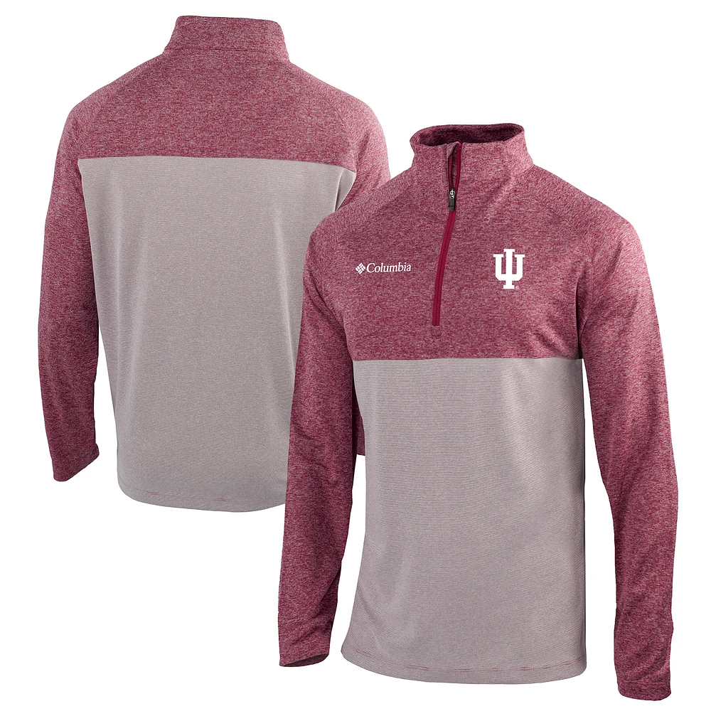 Men's Columbia Crimson/Gray Indiana Hoosiers Omni-Wick Rockin' It Quarter-Zip Pullover Top