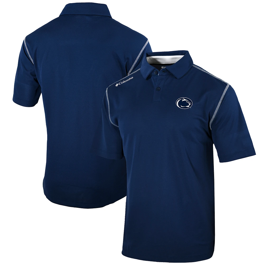 Men's Columbia Navy Penn State Nittany Lions Omni-Wick Shotgun Polo