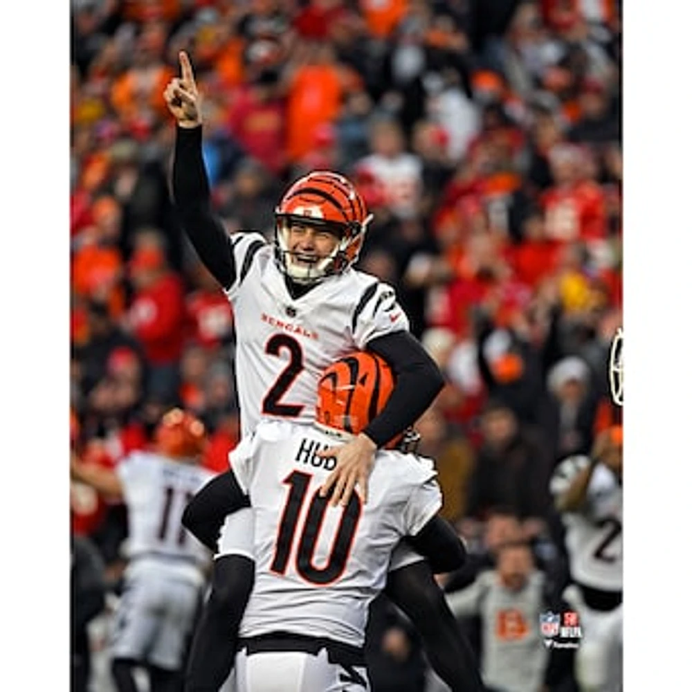 Evan McPherson & Kevin Huber Cincinnati Bengals Unsigned AFC Championship Game Winning Field Goal Photograph