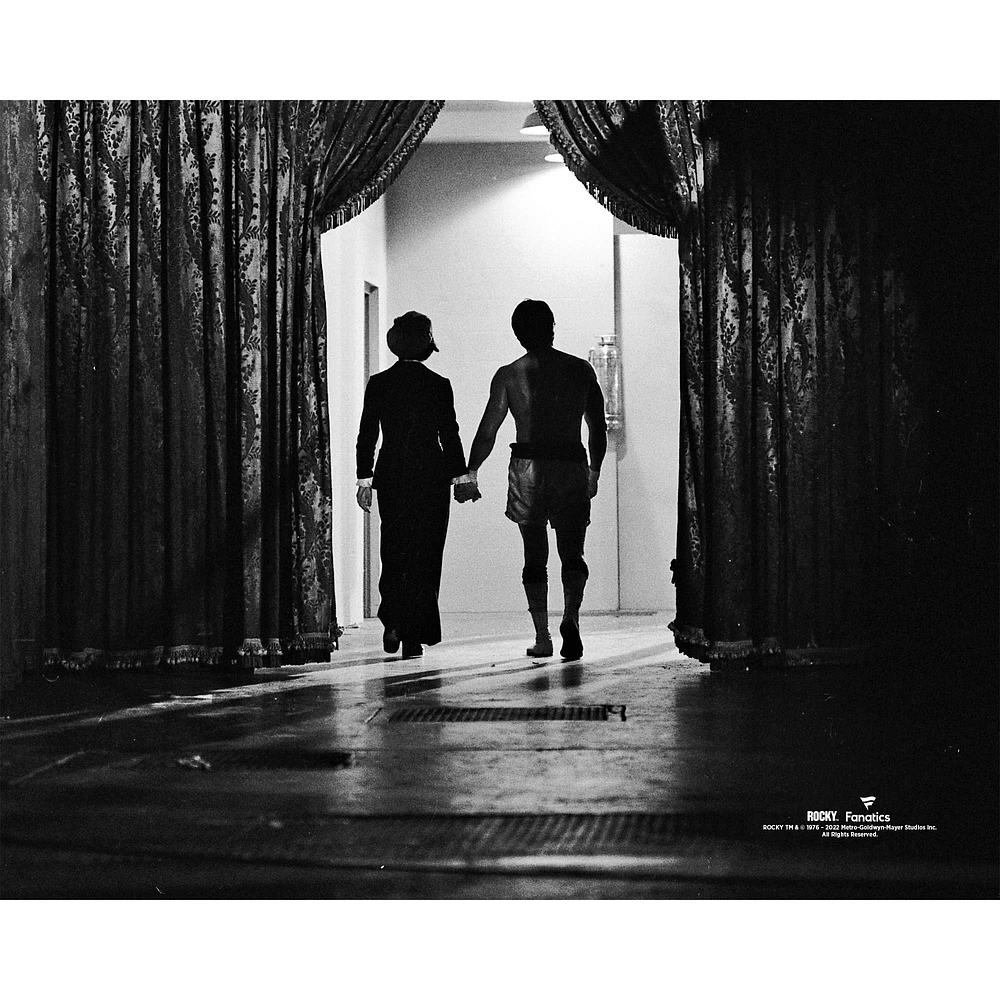 Rocky Unsigned Black & White Holding Hands with Adrian Photograph