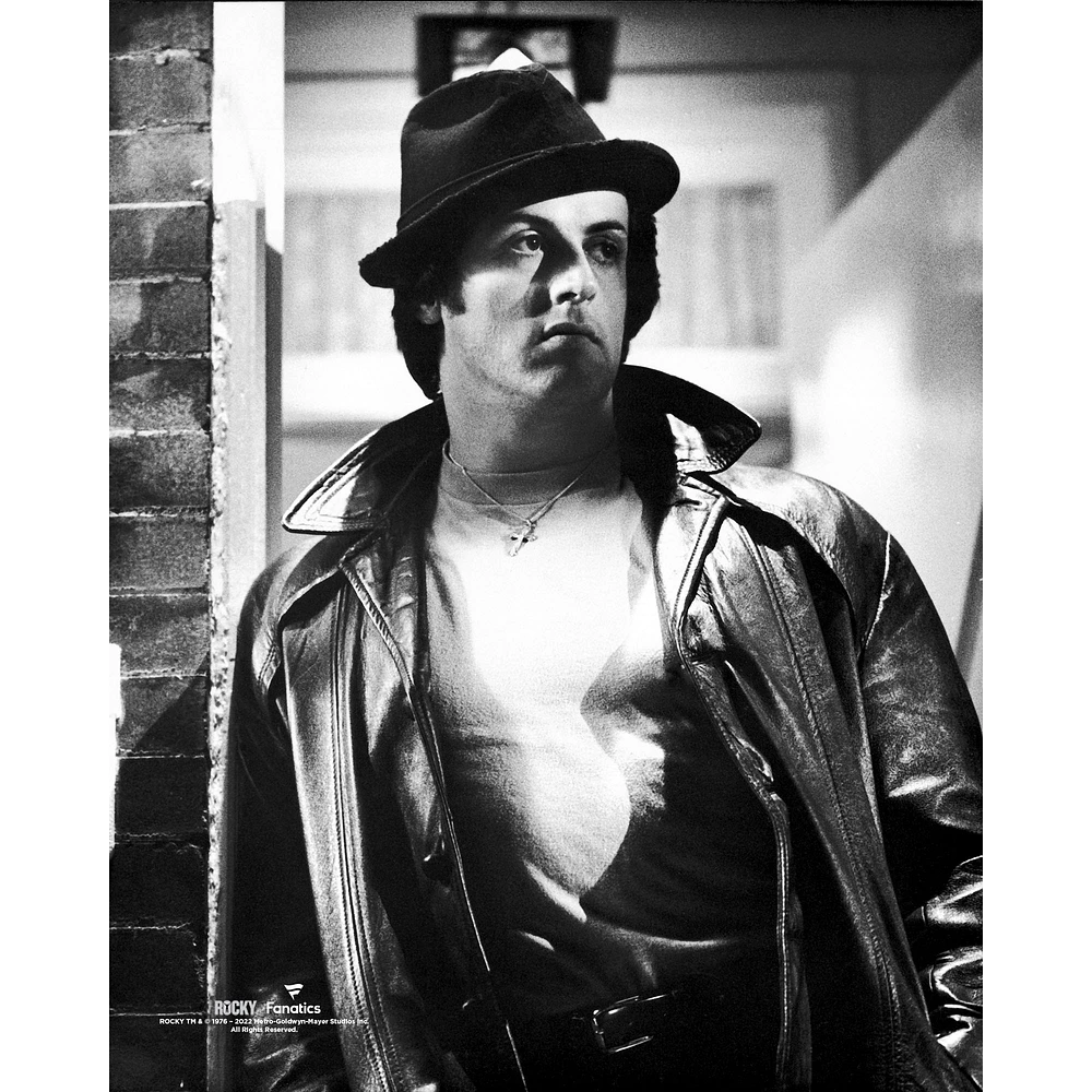 Rocky Unsigned Black & White Leaning on Door Photograph