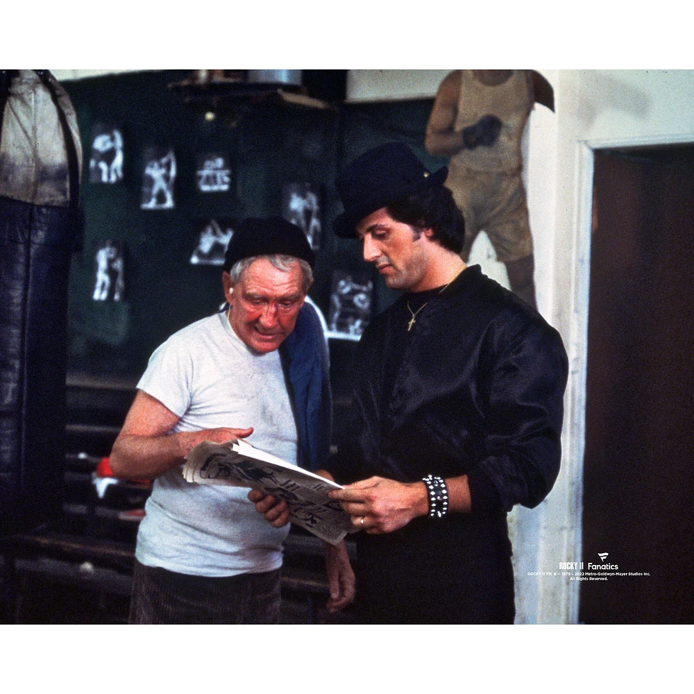 Rocky II Unsigned Looking at Paper with Mickey Photograph