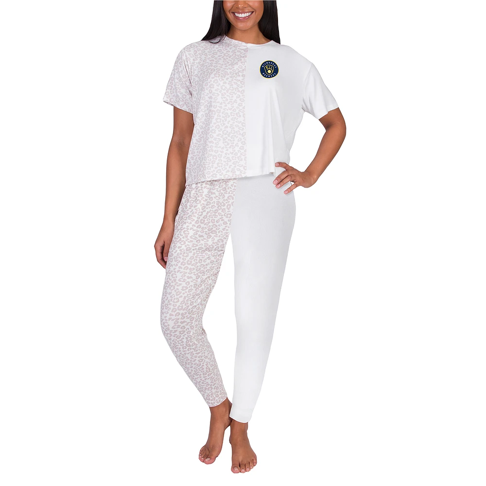 Women's Concepts Sport Cream Milwaukee Brewers Brightside Top & Pants Set