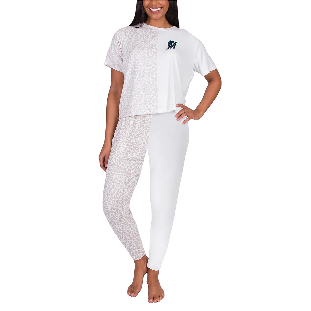 Women's Concepts Sport Cream Miami Marlins Brightside Top & Pants Set