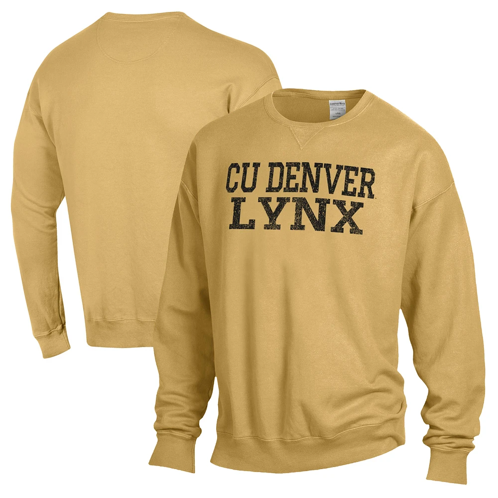 Men's ComfortWash CU Denver Lynx Garment Dyed Fleece Crewneck Pullover Sweatshirt