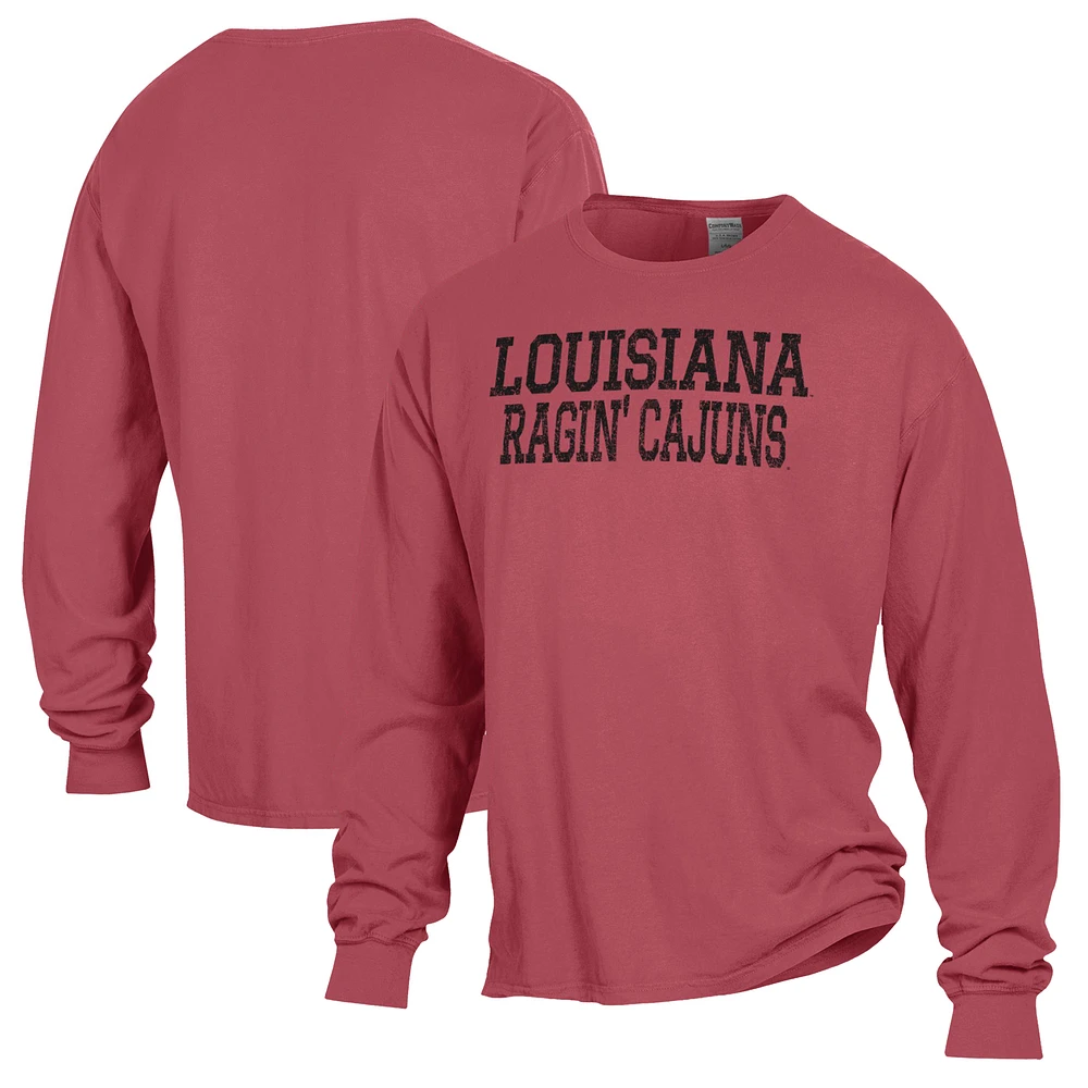 Men's ComfortWash Cardinal Louisiana Ragin' Cajuns Garment Washed Long Sleeve T-Shirt