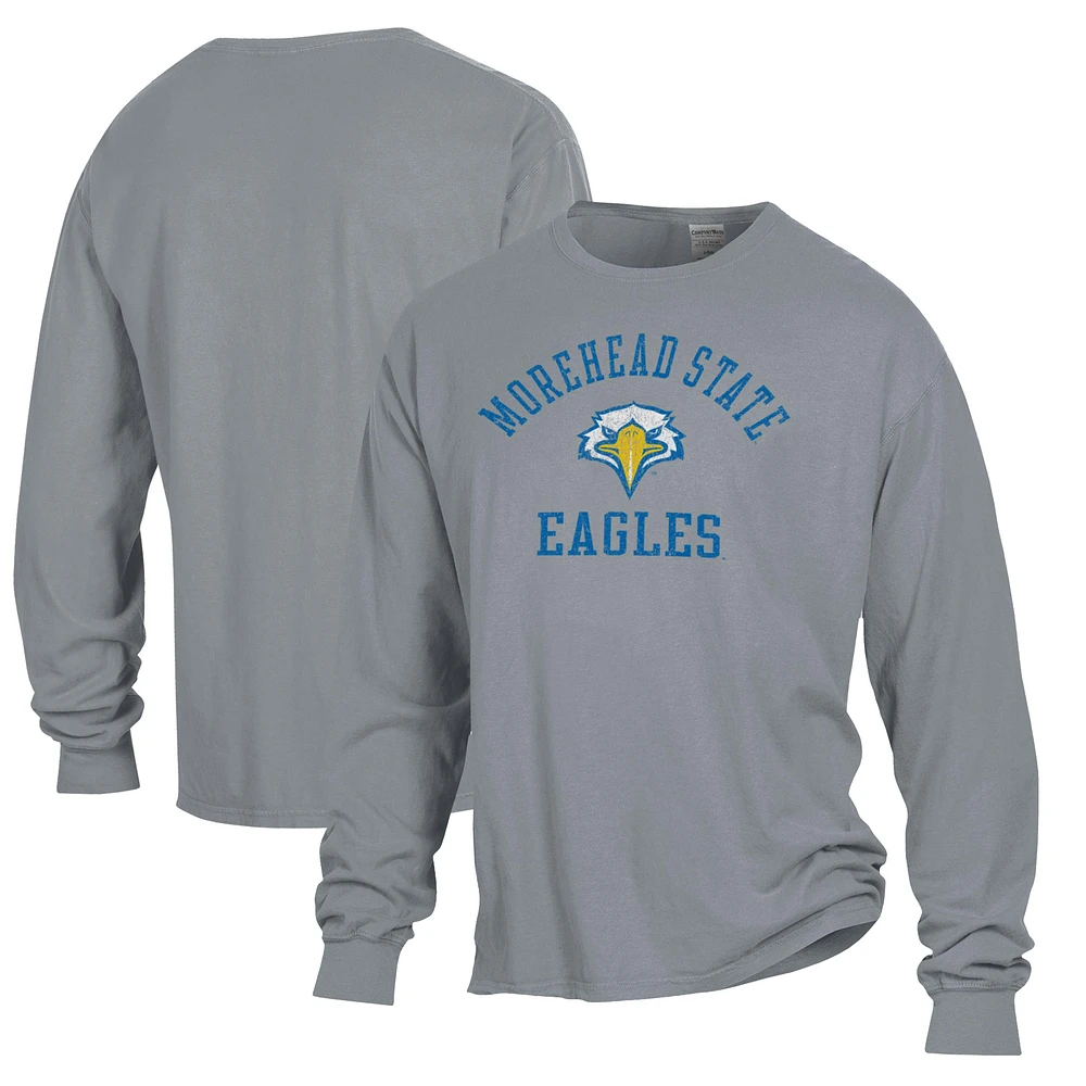 Men's ComfortWash Gray Morehead State Eagles Garment Washed Long Sleeve T-Shirt