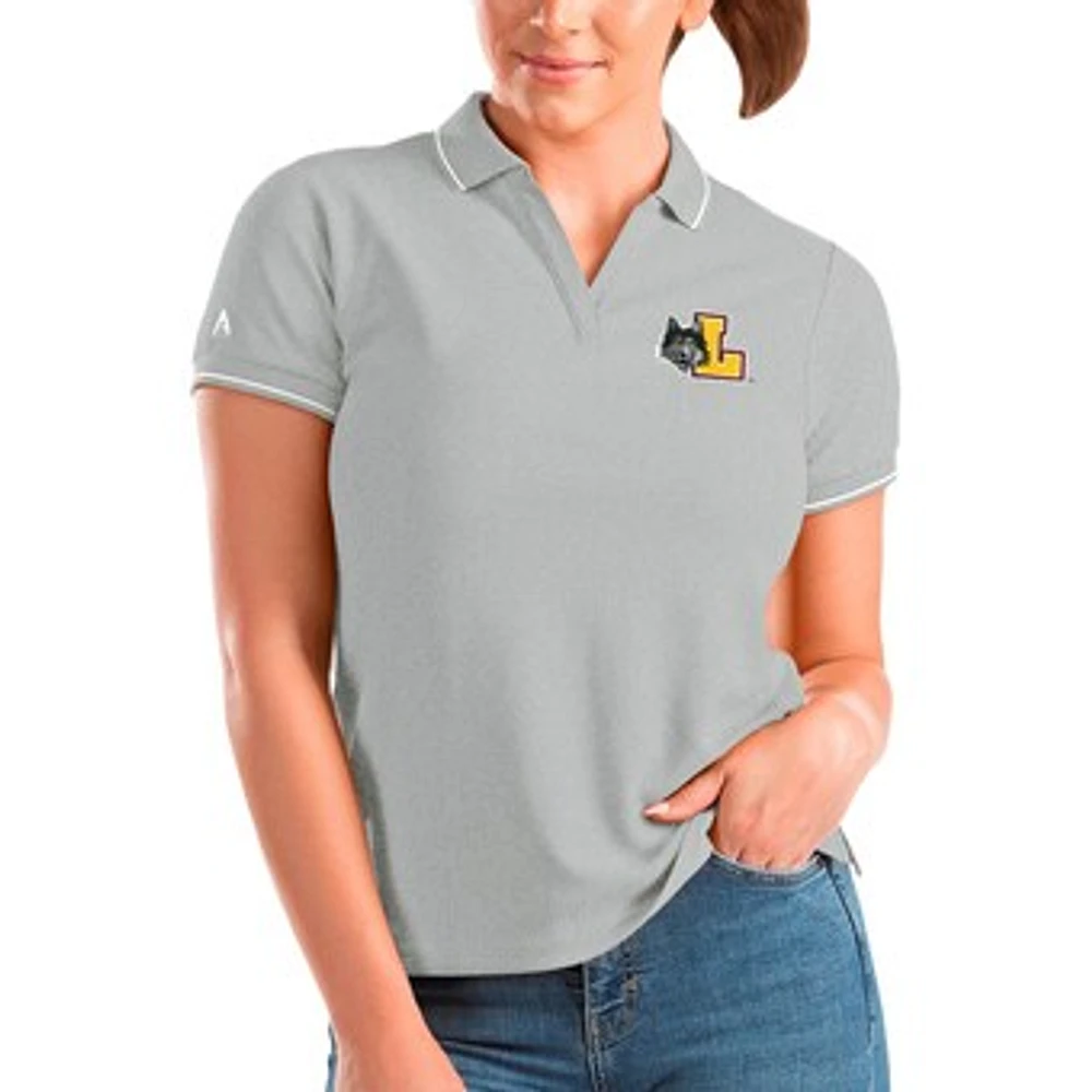 Women's Antigua Heathered Gray Loyola Chicago Ramblers Affluent Polo