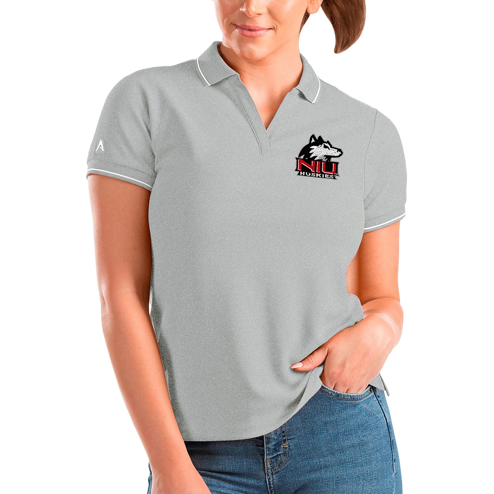 Women's Antigua Heathered Gray Northern Illinois Huskies Affluent Polo