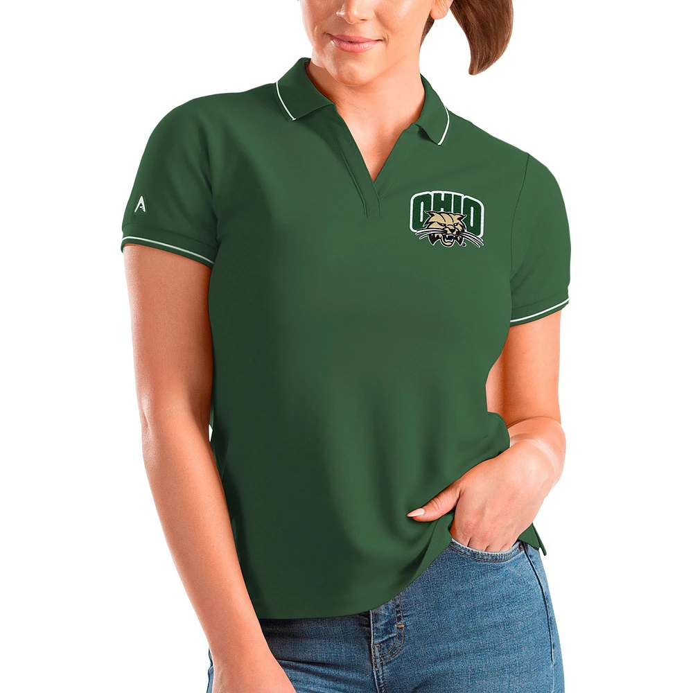 Women's Antigua Green Ohio Bobcats Affluent Polo