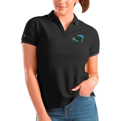 Women's Antigua Black Tulane Green Wave Affluent Polo