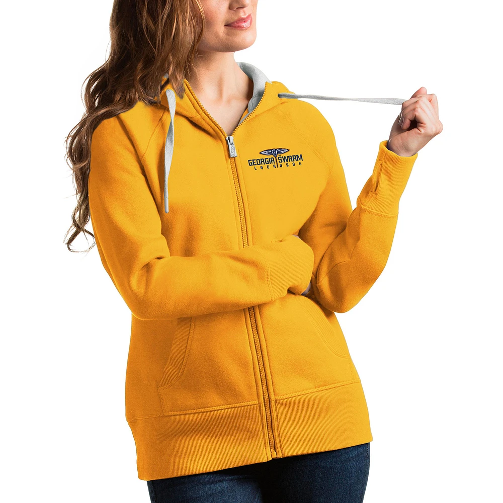 Women's Antigua Gold Georgia Swarm Victory Pullover Hoodie
