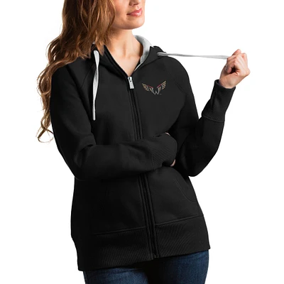 Women's Antigua Black Philadelphia Wings Victory Pullover Hoodie