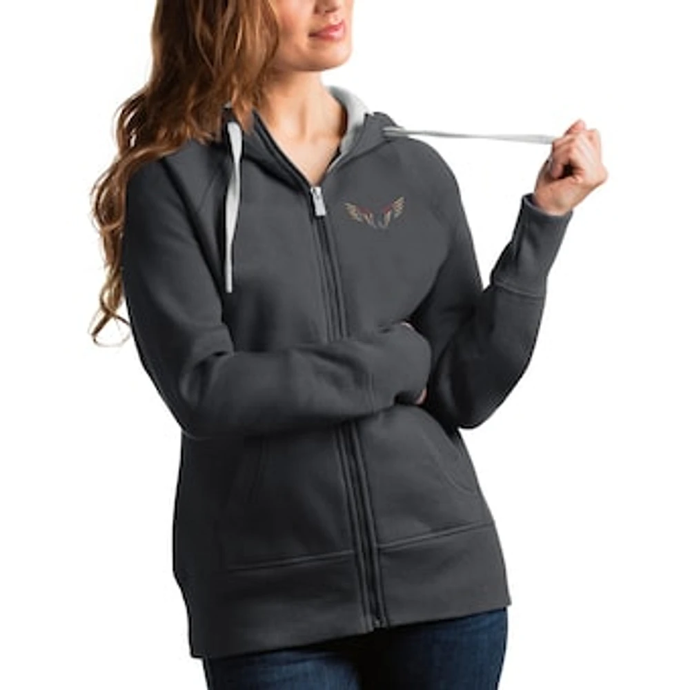 Women's Antigua Charcoal Philadelphia Wings Victory Pullover Hoodie
