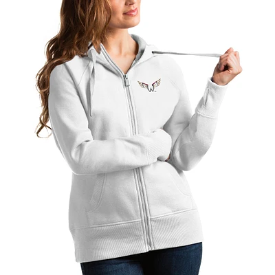 Women's Antigua White Philadelphia Wings Victory Pullover Hoodie