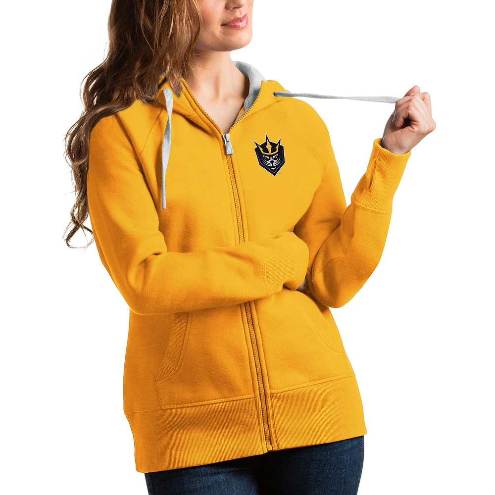 Women's Antigua Gold San Diego Seals Victory Pullover Hoodie
