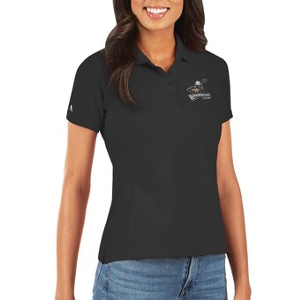 Women's Antigua Black Calgary Roughnecks Team Logo Legacy Pique Polo