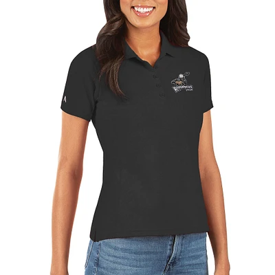 Women's Antigua Black Calgary Roughnecks Team Logo Legacy Pique Polo