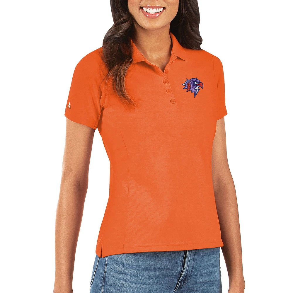 Women's Antigua Orange Halifax Thunderbirds Team Logo Legacy Pique Polo