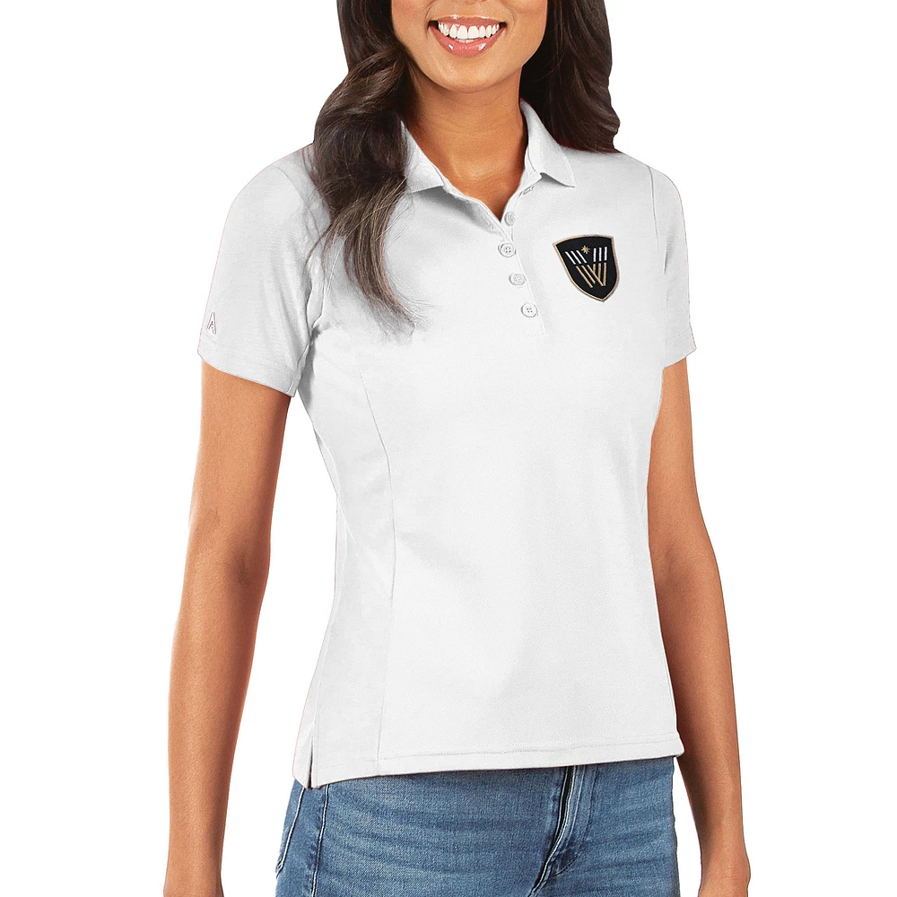 Women's Antigua White Vancouver Warriors Team Logo Legacy Pique Polo
