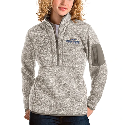 Women's Antigua Heathered Gray Georgia Swarm Fortune Half-Zip Pullover Jacket