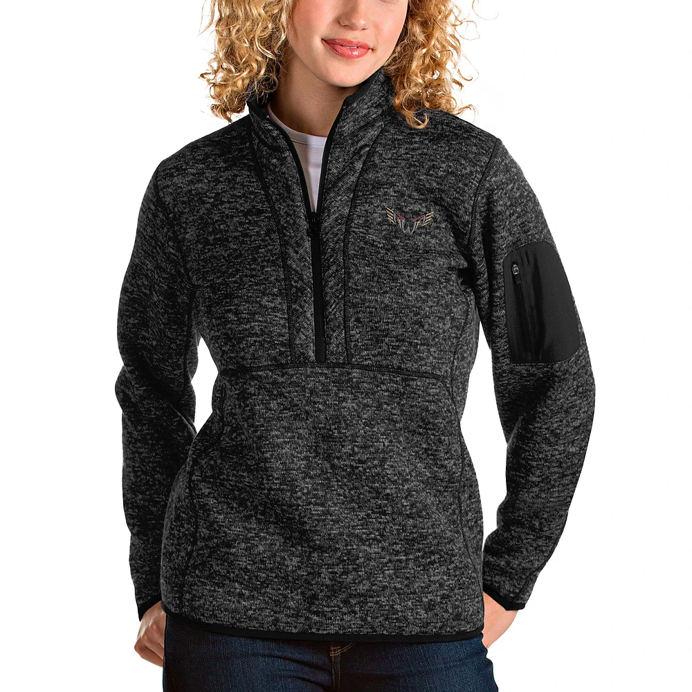 Women's Antigua Heathered Black Philadelphia Wings Fortune Half-Zip Pullover Jacket