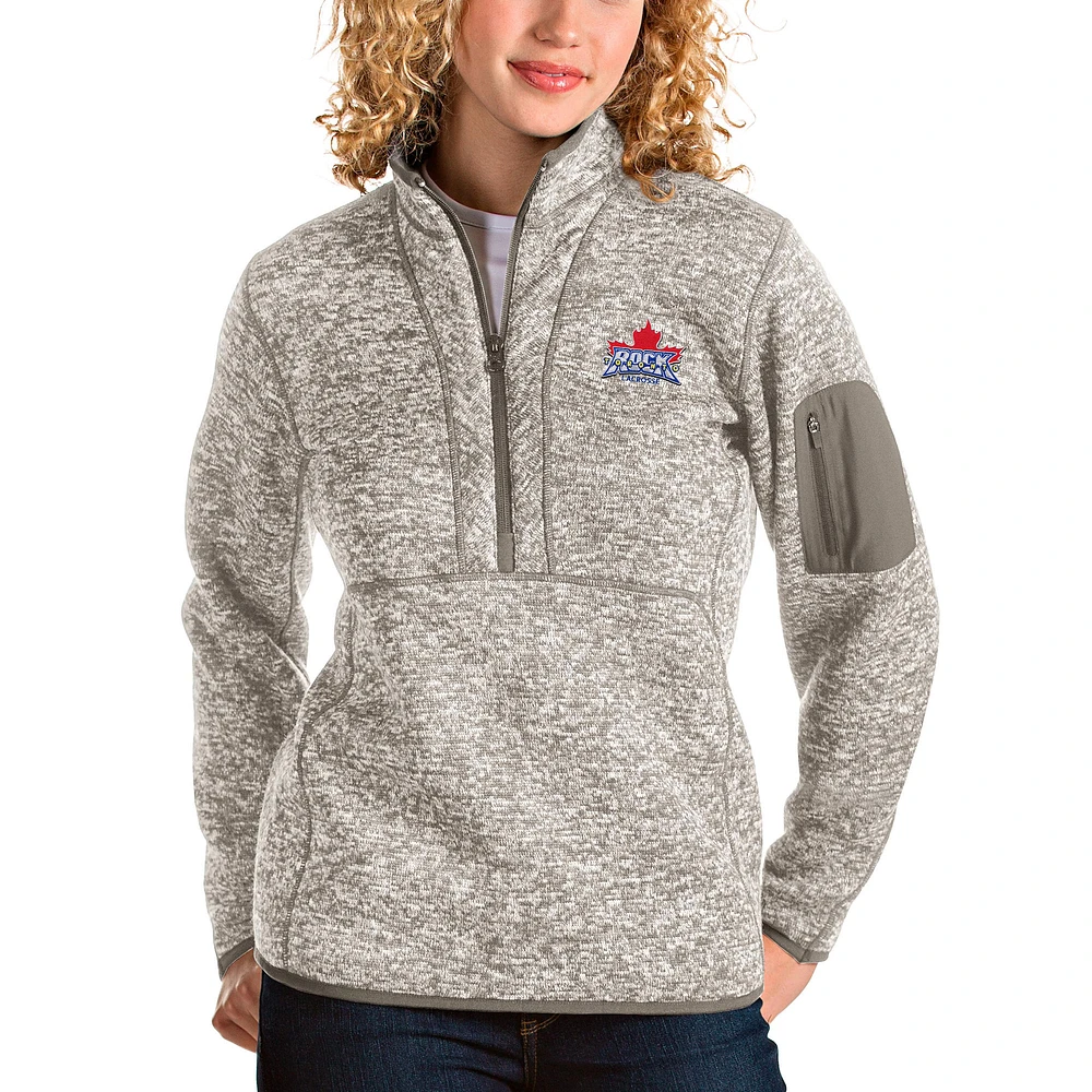 Women's Antigua Heathered Gray Toronto Rock Fortune Half-Zip Pullover Jacket